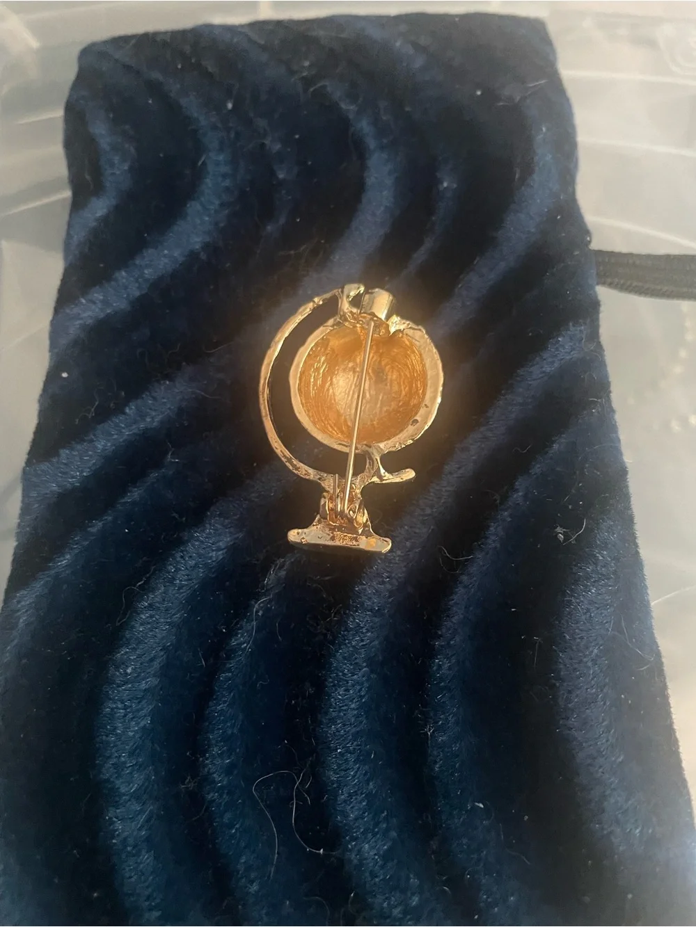 Gold Globe Pin with Teal Enamel Accent - Women's Accessory
